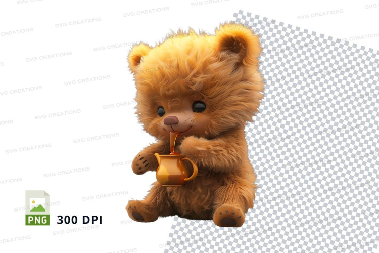 Cozy teddy bear with coffee mug