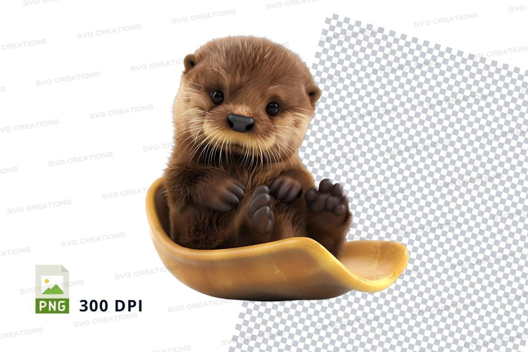 Adorable otter in a boat