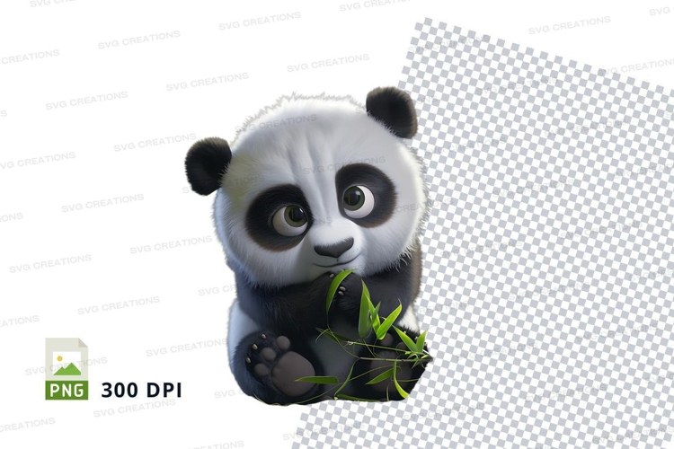 Cute panda eating bamboo