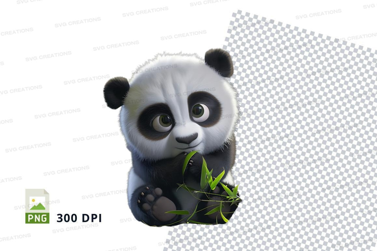 Cute panda eating bamboo