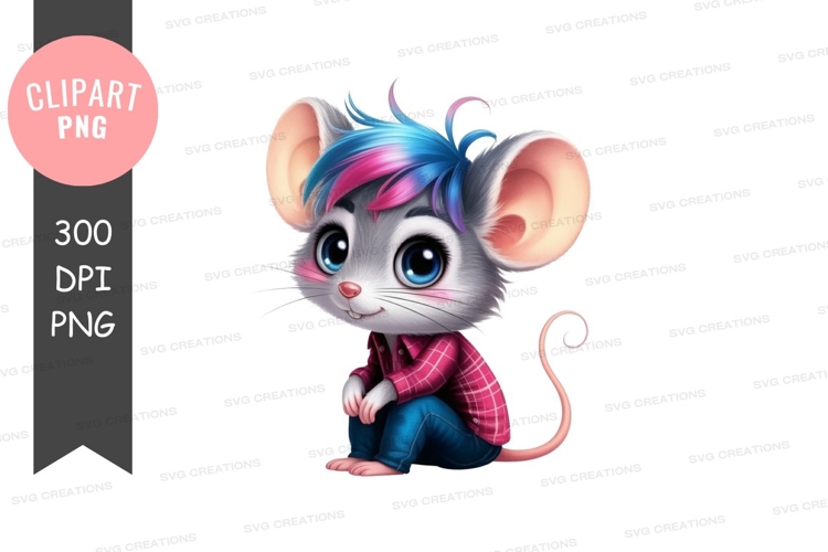 Colorful cartoon mouse clipart png