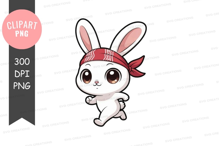 Cute rabbit with bandana clipart png