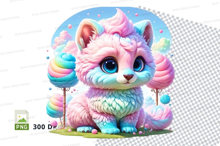 Candy cat in a sweet dreamscape