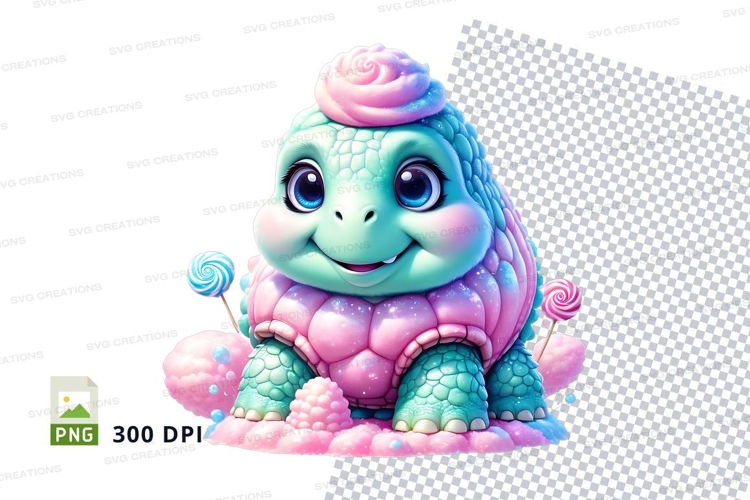 Cute cartoon turtle with candy