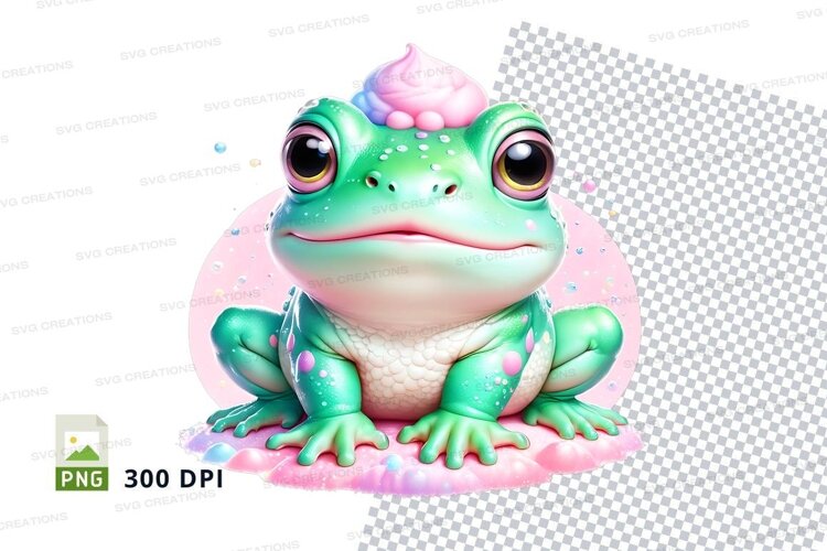 Whimsical frog with ice cream hair example image 1