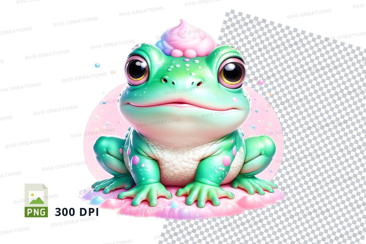 Whimsical frog with ice cream hair