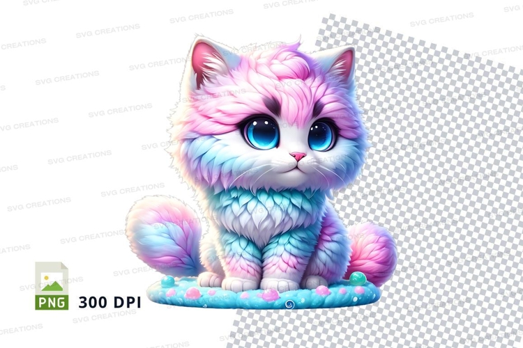 Whimsical pastel kitten