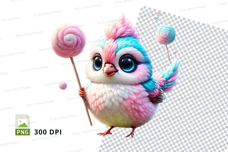 Colorful bird with candy