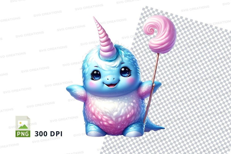 Cute narwhal with ice cream