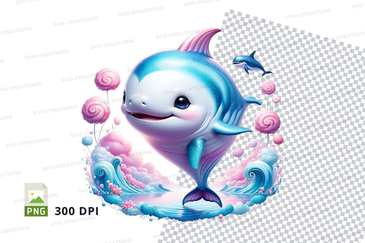 Playful dolphin in whimsical ocean