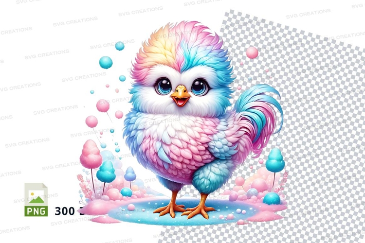 Whimsical rainbow bird