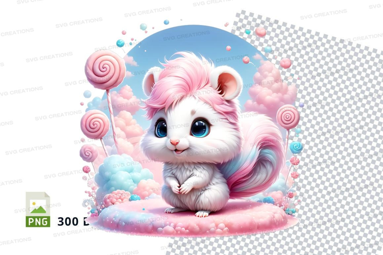 Cute cartoon squirrel with candy