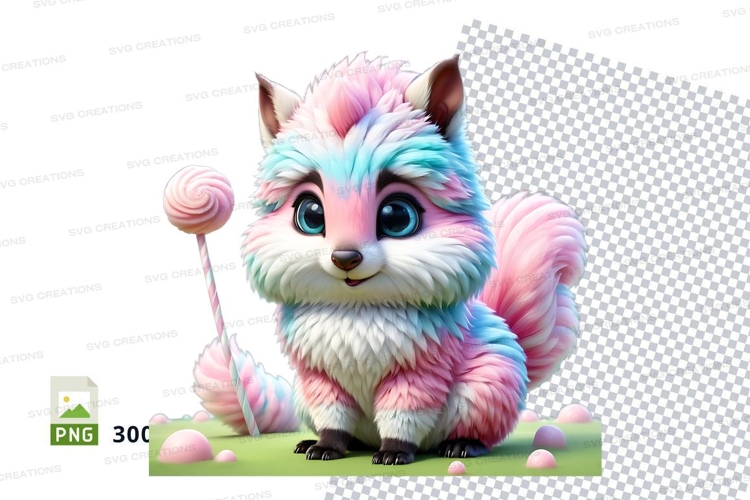 Candy colored fox with lollipop