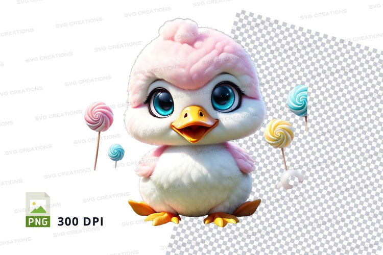 Cute duckling with candy