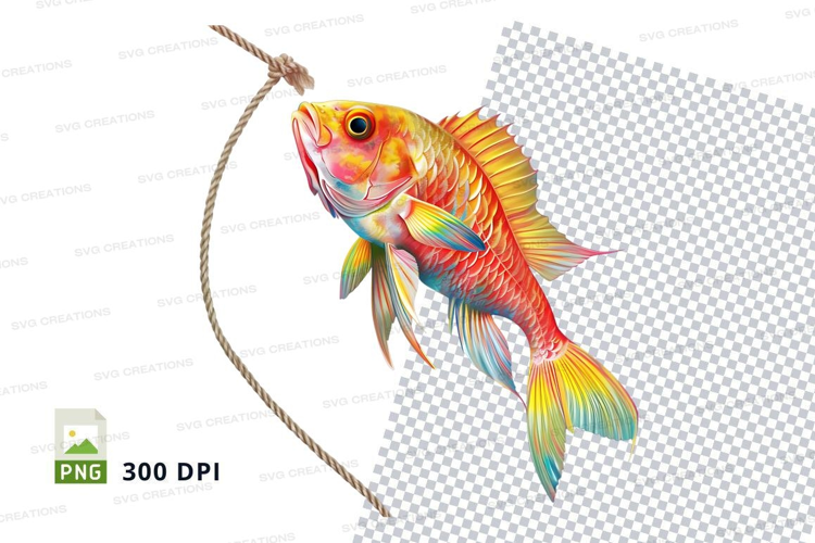 Colorful fish on a fishing line