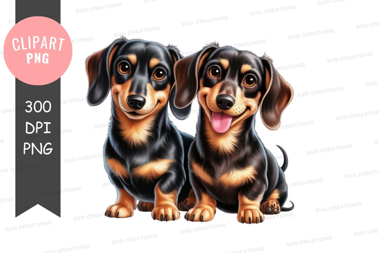 Two playful dachshund puppies
