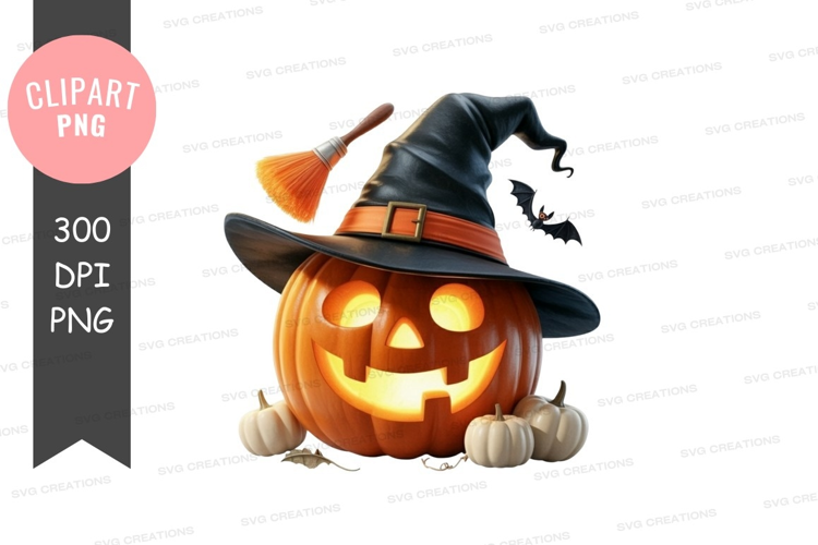 Halloween jack-o'-lantern with witch hat