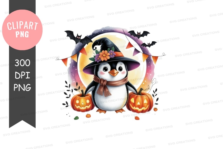 Penguin in halloween costume