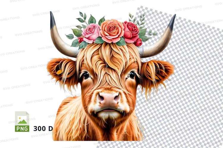 Decorative highland cow clipart png