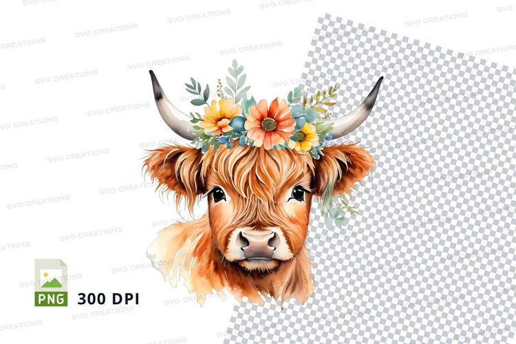 Decorative highland cow clipart png