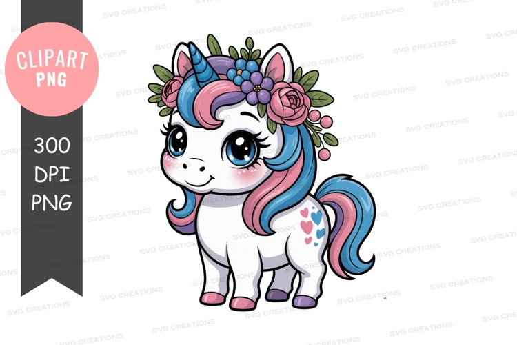 Cute Unicorn Clipart Image 19