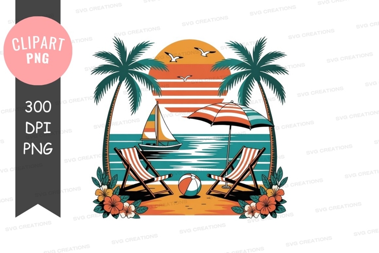 Tropical beach sunset png