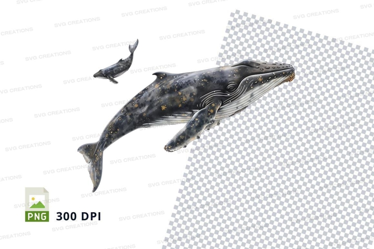 Humpback whale and calf clipart png
