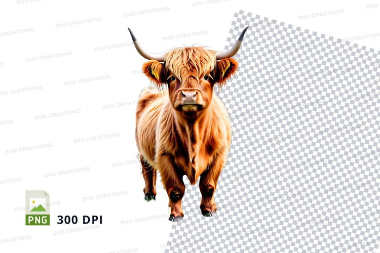 Brown highland cow clipart png
