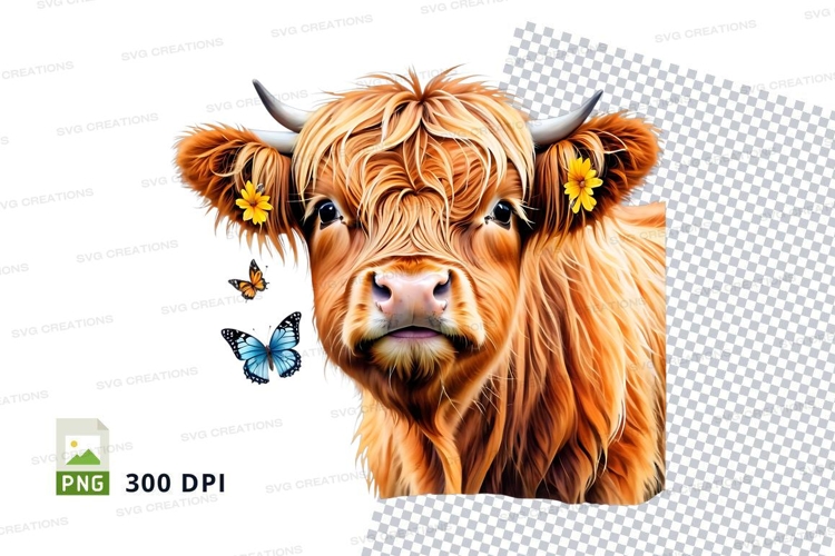 Adorable highland cow clipart png