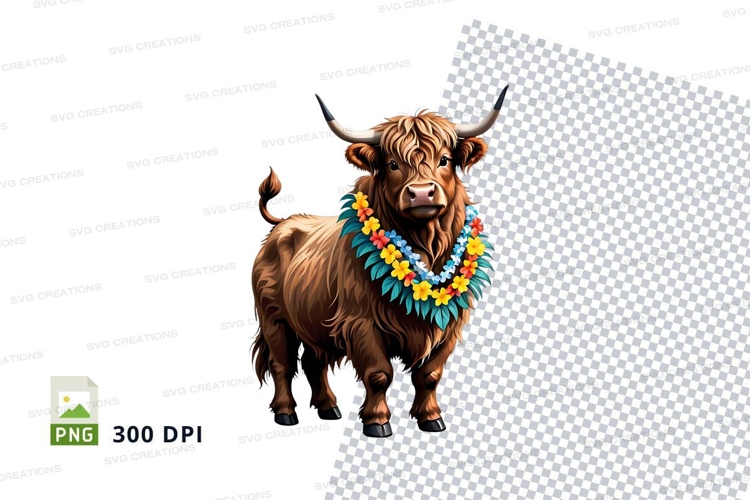 Decorative bull with lei clipart png
