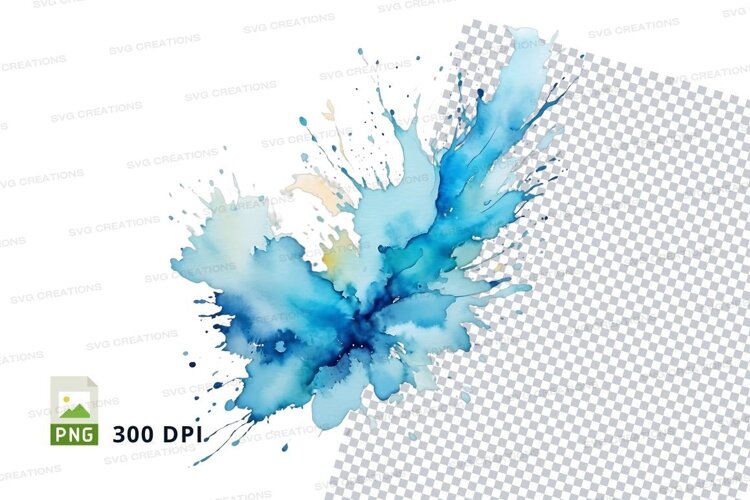 Blue splash clipart png example image 1