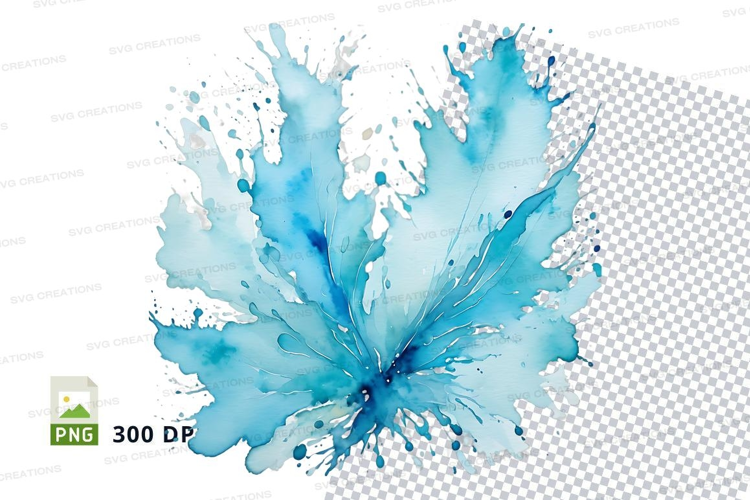 Blue watercolor splash clipart png