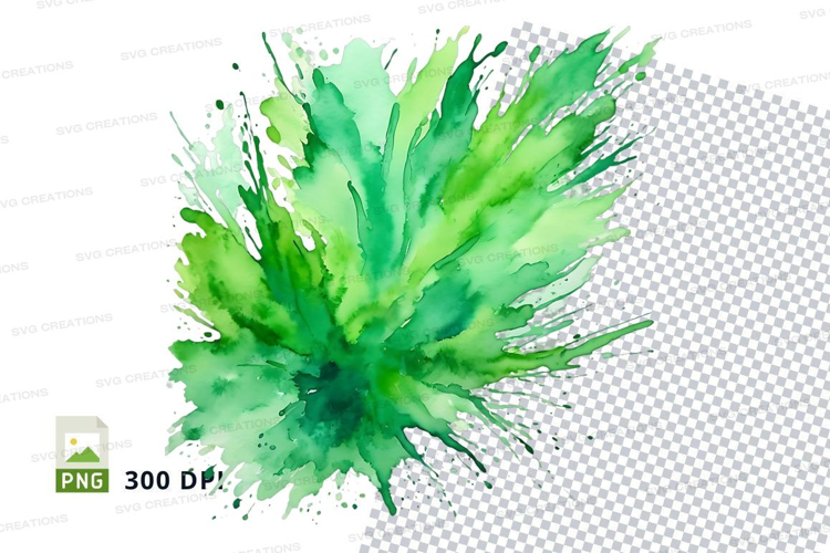 Green watercolor splash clipart png