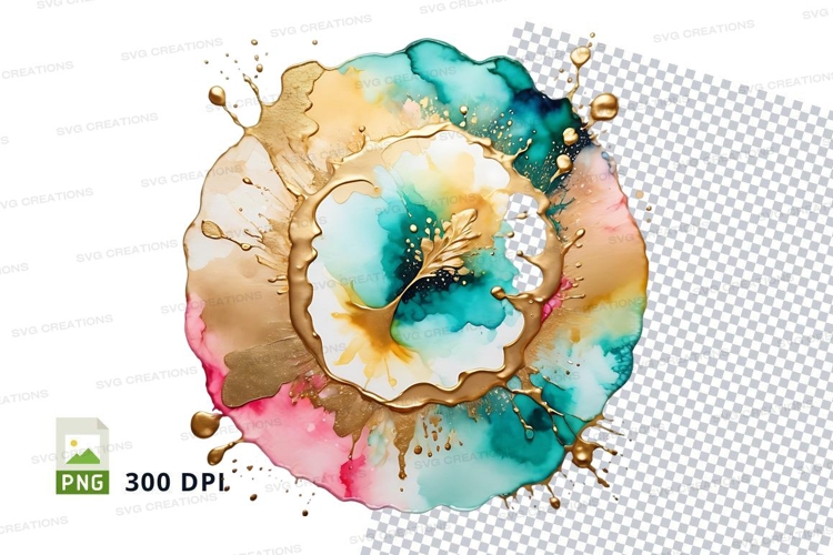 Abstract floral clock clipart png