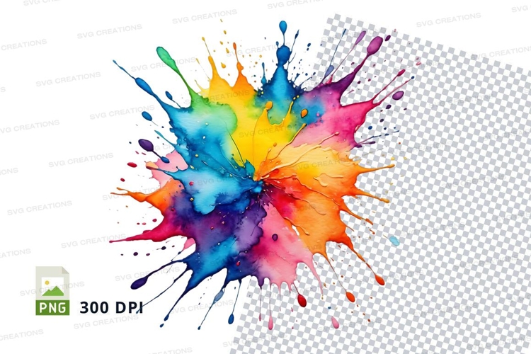 Colorful paint splatter clipart png