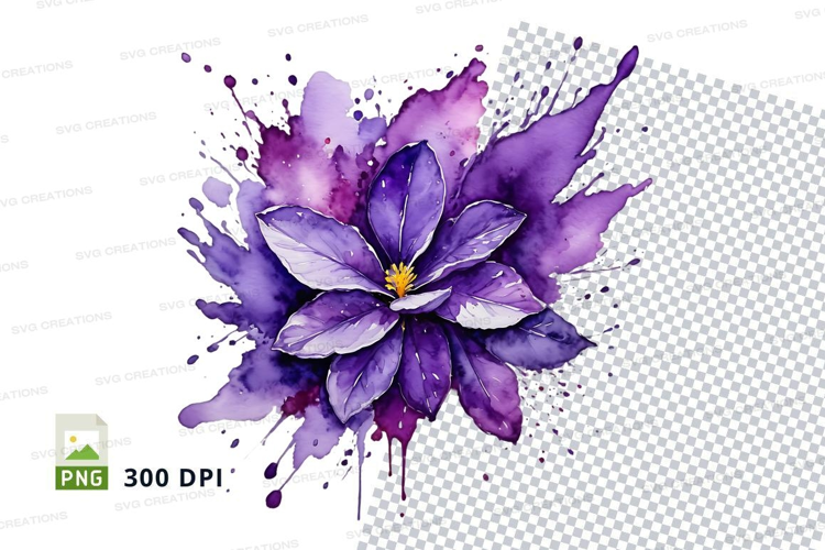 Purple watercolor flower