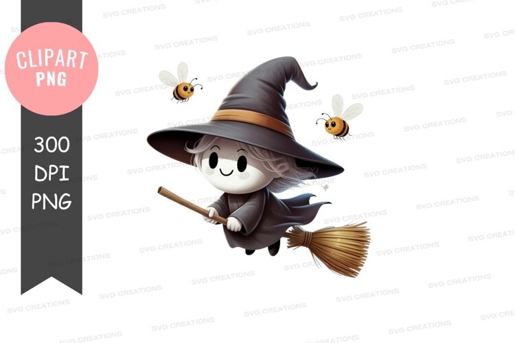 Friendly witch on a broomstick example image 1