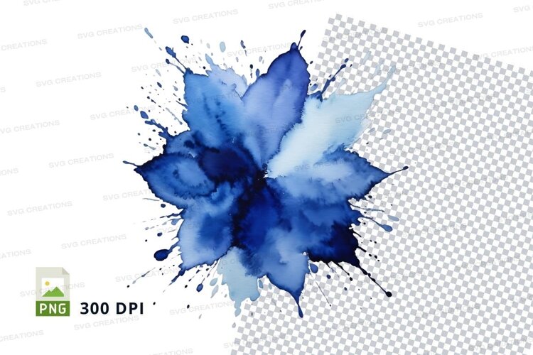 Blue watercolor splash example image 1
