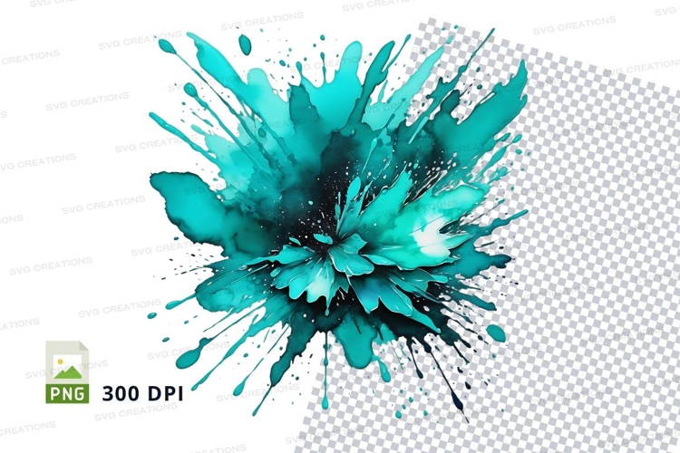 Turquoise paint splatter