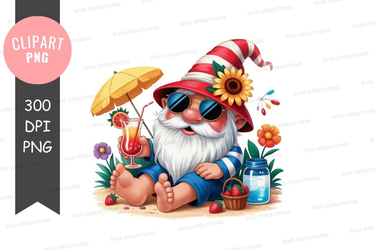Relaxing gnome on the beach