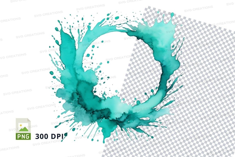 Turquoise watercolor splash frame