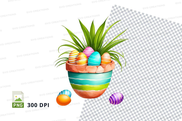 Easter eggs in a pot