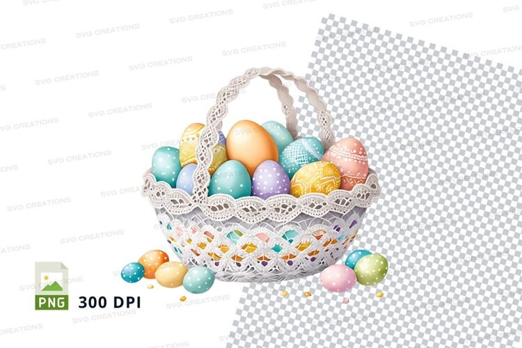 Easter basket with decorated eggs example image 1