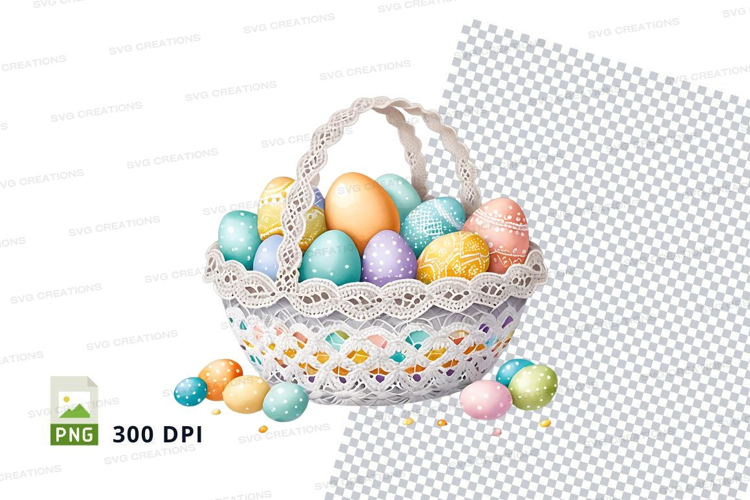 Easter basket with decorated eggs
