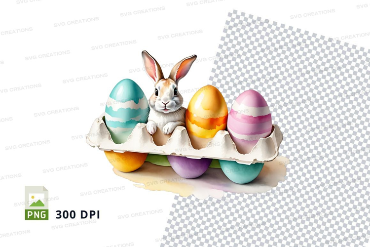 Easter bunny with colored eggs