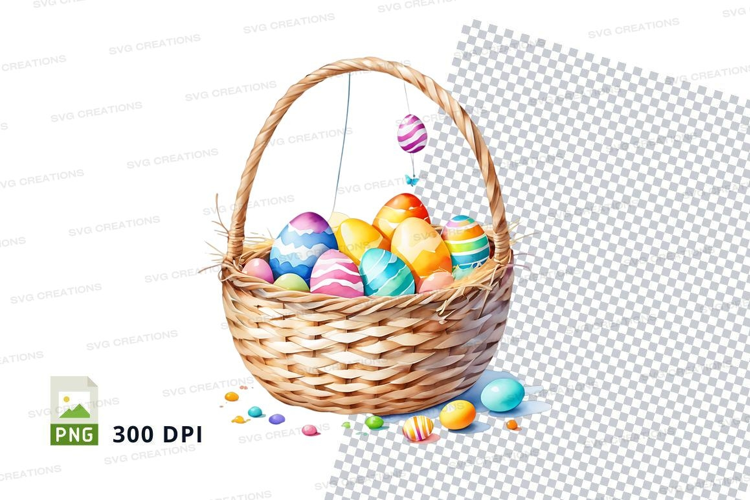 Easter basket with colorful eggs