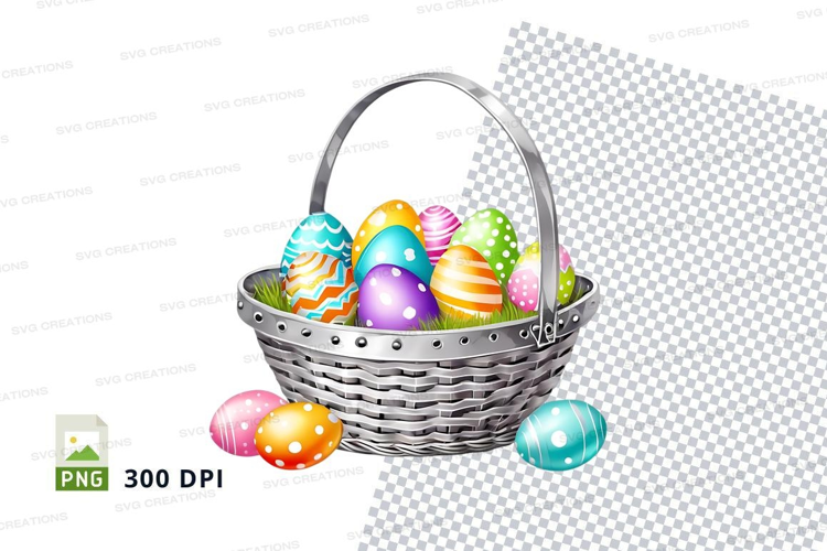Easter basket with colorful eggs