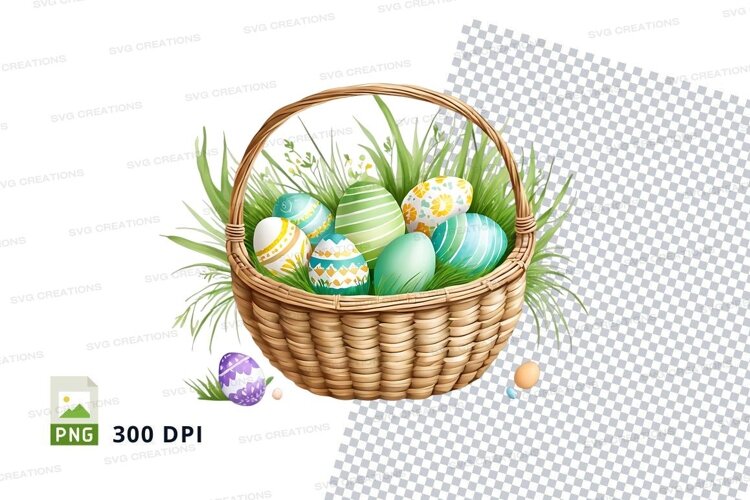 Easter basket with decorated eggs example image 1