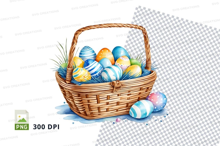 Easter basket with colorful eggs