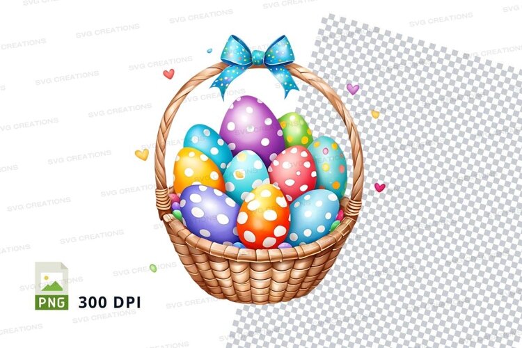 Easter basket with decorated eggs example image 1